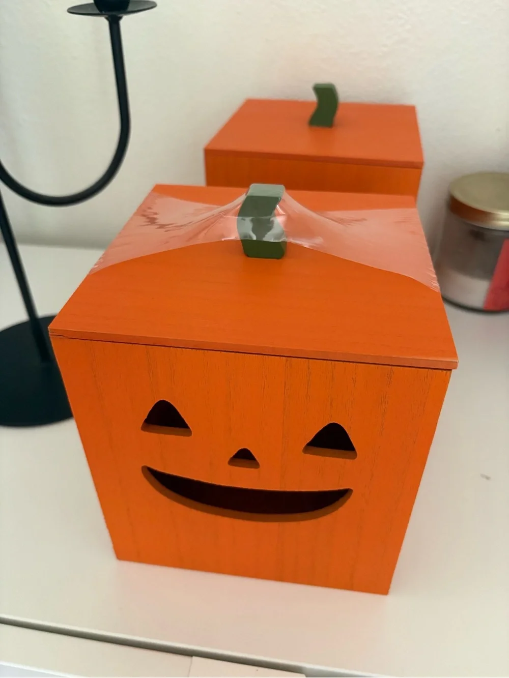 Target Bullseye Playground Wood Tissue Holder Box JackOLantern Pumpkin Halloween